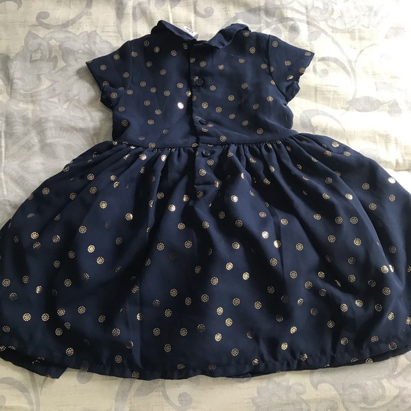 Carter’s Navy w/Gold Polka Dot Dress Size 18 mos - Picture 3 of 4